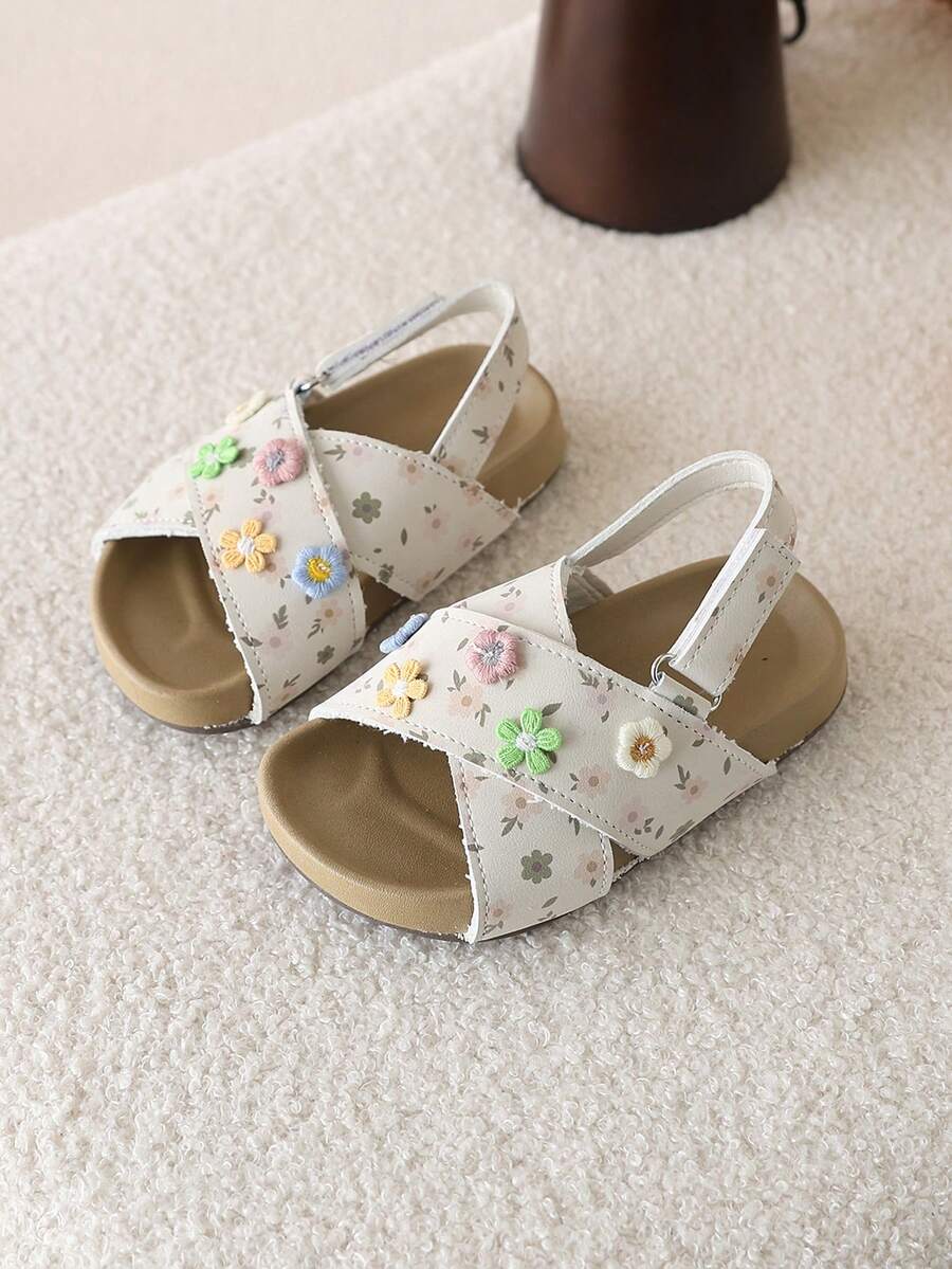 1 Pair Summer Baby Girl Shoes, Infant Toddler Soft Bottom Beach Sandals, Outdoor Children Shoes, New Baby Girl Sandals - Beige - View 1