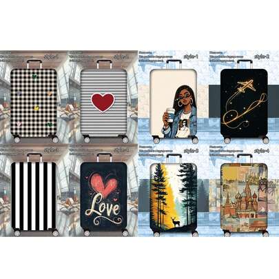 1 Pc 300g/M² Simple Series Printed Pattern, Thickened Suitcase Protective Cover, Thickened Suitcase Accessories, Suitable For Business Trips, Vacations, Travel, Luggage Check-In, Back-To-School, Add Color To Your Suitcase. Suitable For 20-28 Inch Suitcases.