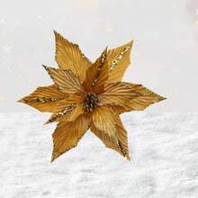 1pc Glitter Christmas Flowers, Artificial Flowers Christmas Decorations, Ornaments For Christmas Tree, Scene Decor, Festivals Decor, Room Decor, Home Decor - Multicolor - View 7