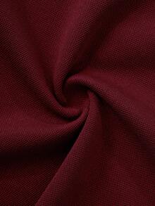 Young Boy Classic Casual Polo Shirt With Letter Embroidery Badge, Color Block Trim Collar, Long Sleeve, Suitable For Daily, Group Travel, Gathering, Outdoor Activities - Burgundy - View 9