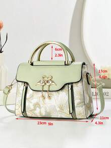 1 Bộ túi đeo vai và túi xách thời trang họa tiết chữ cái cho nữ - màu xanh lá - Xem 3