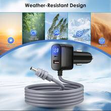 1个迷你数字显示车载充电器，防水电源线充电器，多功能三合一车载充电器，多功能手机充电器，PD30W+QC3.0超级快充，直流连接器 - 均碼 - 查看 4