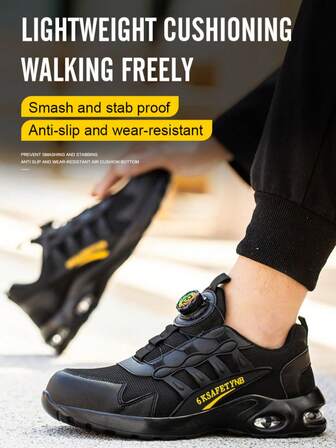 1 Pair Steel Toe Shoes, Lightweight, Comfortable, Non-Slip, Durable Work Shoes, Puncture Proof, Impact Resistant, Suitable For Construction Site, Gardening, Warehouse, Daily Maintenance Work, Outdoor Travel, Hiking, Outdoor Operation, Forging Workshop, Manufacturing, Construction Work, And Casual Wear