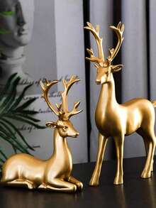 一对金色鹿摆件，适合装饰门厅、客厅、书房、办公室和高档橱柜，体现现代北欧简约家居装饰风格。也适合生日、圣诞节和感恩节等节日。 - 彩色 - 查看 6
