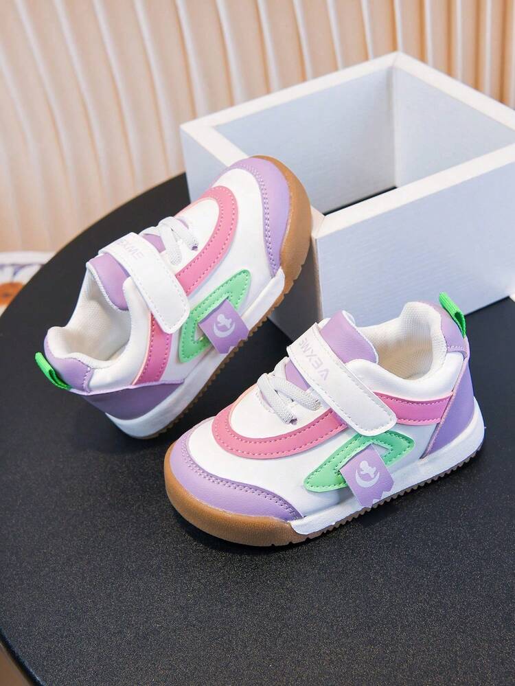 1 Pair Infant/Toddler Girls Anti-Slip Casual Outdoor Sports Walking Shoes, Suitable For Autumn/Spring - Purple - View 1