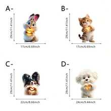 1/4片装 春季窗户乙烯基贴纸 卡通动物爱心爪图案 防水玻璃贴纸 家居公寓装饰 浴室镜子 房间美化