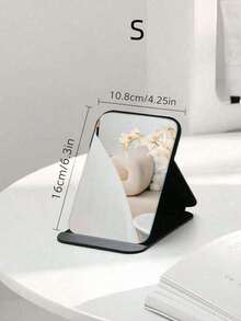 1pc Minimalist Bathroom/Bedroom Makeup Mirror, Portable Tabletop Vanity Mirror, Adjustable Stand Mirror, Handheld Cosmetic Mirror, Dorm Room Dresser Mirror, Home Decor, Bathroom Accessory, Summer Cosmetic Storage - Multicolor - View 3