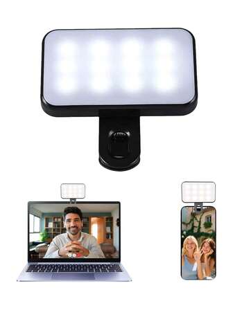1pc Mini Portable Selfie Light For IPhone: Rechargeable Clip On Phone Fill Lights, Ring Light For Camera Picture, Makeup Photo, Video Conferences, Laptop Use, Zoom Meetings, Vlog Photography