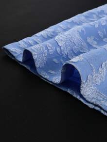 Women Jacquard Elegant Light Blue Long Curvy Peplum Dress Cutout Wedding Guest Sunday Occasion Party Dresses Spring - Baby Blue - View 8