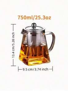 1 Pc Elegant Glass Teapot With Stainless Steel Infuser - Thick Heat-Resistant Glass Kettle, Suitable For Perfect Steeping, Great For Tea Lovers Back To School