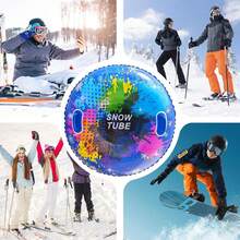 充气雪地管 - 重型 PVC 可折叠冬季水上雪橇，蓝色/黑色/绿色/粉色/白色，采用空气兼容设计 - 雪地管、滑雪胜地乐趣、圣诞节和新年礼物