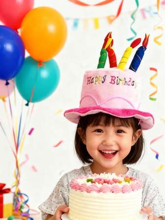 1pc Creative Two-Tone (Powder&Blue )[Birthday Cake Hat] Party Decorative Hat & Silly Headpiece Birthday Party Photo Prop ,Perfect For Halloween, Christmas, And Birthday Celebrations