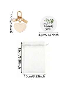 30/15pcs Pearl Heart Shaped Keychain Gift Set, Includes 5 Keychains, 5 Thank You Cards And 5 Organza Bags. Features Hollow Pearl Heart Decor, Bag Charms, Suitable As Party Favors. Perfect For Valentine's Day, Wedding Favors, Banquet Gifts, Bridal Shower Favors, Mother's Day Gifts And Other Party Gifts. - Multicolor - View 3