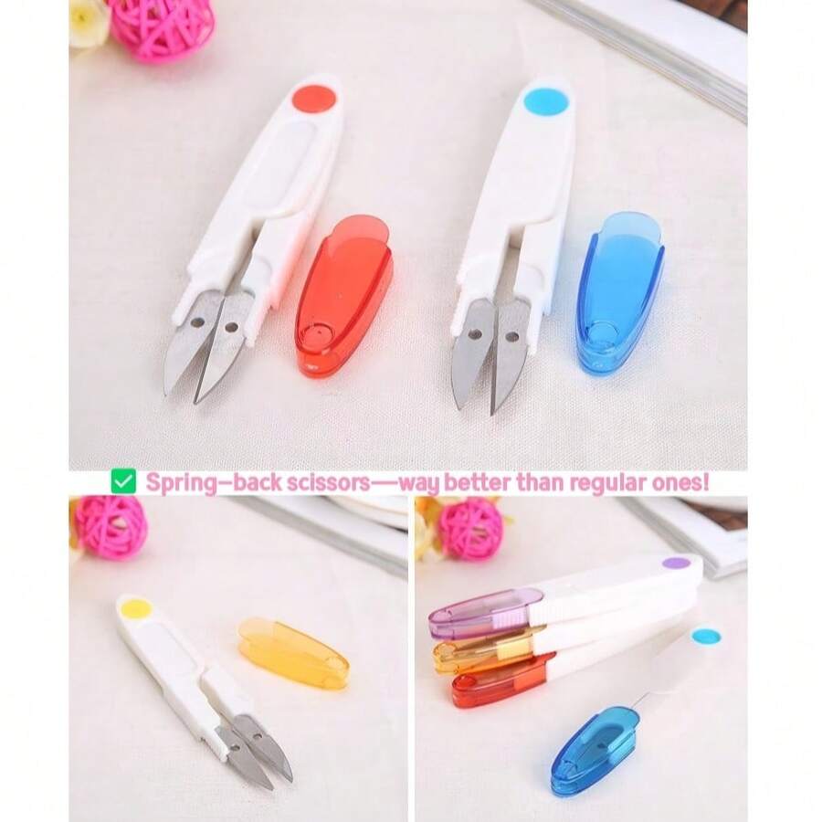 U-Shaped Craft Scissors With Protective Cover, Precision Thread Clipper For Yarn, Embroidery, Sewing, And DIY Projects – Ideal For Trimming Threads, Fabric, Cross-Stitch, And Handmade Crafts. Compact Portable Design For Craft Enthusiasts And Hobbyists.