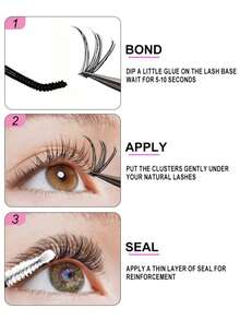 Rikuaild 200/400pcs False Eyelash Extension Set 50D D Curl With Eyelash Extension Adhesive Seal & Bond Eyelash Tweezers Eyelash Brush False Eyelash Tool 9-16mm Mixed Length Eyelash Cluster DIY Eyelash Extension Cosplay Eyelash For Cosplay Animation And Daily Christmas Gifts Makeup Lash Clusters Kit,Lashes,Eyelashes,Fake Lashes - Multicolor - View 8