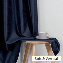 Chyhomenyc Uptown Navy Blue Curtains 78 Inch Length 2 Panels For Bedroom, Room Darkening Soft Faux Silk Textured Curtains, Elegant Rod Pocket Window Drapes For Living Room, Each 40x78 Inches,NavyBlue40inchWx78inchLPackof2 - 海軍藍,40吋寬 x 78吋長,2個裝 - 查看 7