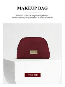 Gucci 安克拉红色半圆形贝壳化妆包，2026春夏新款。旅行必备。化妆包，便携式零钱包化妆包 - 酒紅色 - 查看 8