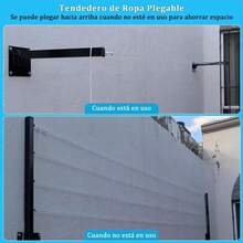 Tendedero de Ropa de Pared Plegable, Ganchos para Percheros de Pared Metalico, Rack de Secado de Ropa Plegable, Tendedero Retráctil de Metal Reforzado con 20 Pinzas Y Cuerda