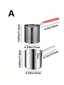 1 件装不锈钢炸锅，家用小型油锅，带过滤器的小型炸锅，电磁炉迷你省油小型炸锅，炸薯条、鸡肉、米饭、花椰菜、鸡块等食物的炸锅，带过滤器的省油储油盘，煎炸食品锅，带炸篮的炸锅，方便实用小型 - 銀色 - 查看 12