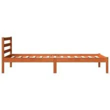 Estructura de cama vidaXL sin colchón, acabado encerado marrón, 90x200 cm, madera maciza de pino. - Marrón - Ver 5