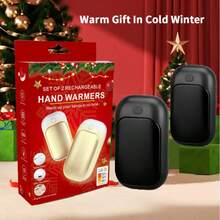2pcs Rechargeable Hand Warmer, Compact Portable Electric Hand Warmer, Pocket Heated Gloves, 3 Temperature Settings, Essential For Christmas And Travel, Suitable Gift For Men And Women