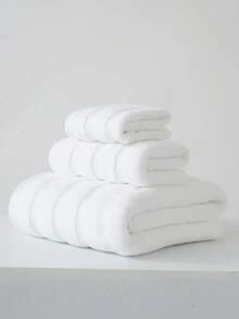 1pc/3pcs Set Modern Minimalist Solid Stripe Cotton Bath Towel | Super Soft, Highly Absorbent, Quick Drying Sauna Towel, Non-Shedding, Lightweight, Available Size: 34x75cm Bath Towel/70x140cm Bath Towel/34x34cm Face Towel, Durable Bathroom Essentials, Couples Gift