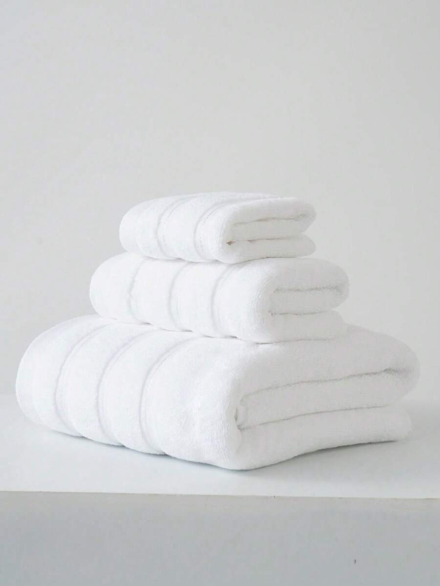 1件/3件套现代简约纯色条纹棉质浴巾 | 超柔软、高吸水性、速干桑拿浴巾、不掉毛、轻便，可选尺寸：34x75厘米浴巾/70x140厘米浴巾/34x34厘米面巾，耐用浴室必备品，情侣礼物