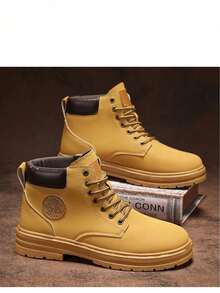 Men's Outdoor Hiking Boots, Breathable Comfortable Non-Slip Boots, Suitable For Walking, Hiking, Spring, Autumn And Winter, Pair With Jeans - Yellow - View 6