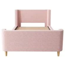 Upholstered Children's Bed, Single Bed, Cosmic Pattern Sleigh Bed, 90 X 200 Cm, For Boys And Girls, Pink, Velvet (Mattress Not Included) - Pink + Velvet - View 10