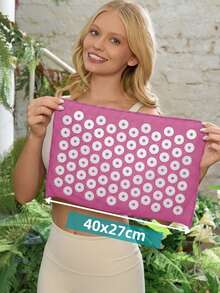 Acupressure Neck & Back Muscle Massage Mat, Muscle Relaxation And Meditation Yoga Mat Acupressure Pad, Acupuncture Point Massage Pad, Relieve Neck And Back Pain, Muscle Relaxation And Stress Relief, Suitable For Men And Women(Pink) - Pink - View 4