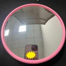 Round Wall-Mounted Decorative Corner Mirror - Full Length Horizontal Wall-Mounted Mirror, Plastic Frame, No Power Required | Home Decor Accessory, Portable Mirror, Suitable For Living Room, Bedroom, Hallway, Bathroom, Dressing Room, Room Decoration.