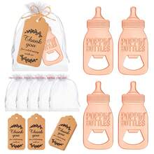 50 件弹跳开瓶器婴儿派对礼物，适合宾客，婴儿派对回礼，婴儿奶瓶形状开瓶器，婴儿派对纪念品，附送欧根纱袋，感谢卡，小号，金色 - 金色 - 查看 12