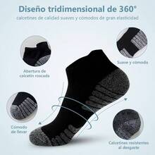 Calcetas para Hombre 8 Pares, Calcetines Deportivos Algodon Transpirables, Tines Cortos Casual Bajos, Calcetas Absorbe el sudor y antiolor para Futbol, Correr, Ciclismo, Gym - negro (M-8 Pare) - Ver 3