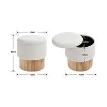 WAHSON OFFICE CHAIRS Round Ottoman Stool In Faux Fur & Wood Footstool With Lid, Storage Pouffe For Living Room/Bedroom - White - View 2