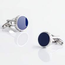1 Pair High-Ended Brass Circular Painting Enamel Cufflinks For Business