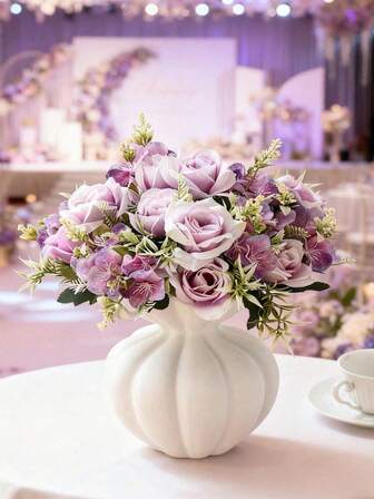 1 pieza Ramo de rosas artificiales de tacto real - Rosas de seda de lujo falsas para centro de mesa de boda, ramo de novia y dama de honor, regalo del Día de San Valentín, decoración de fiesta de Galentine, decoración de mesa de primavera para el hogar, decoración del Día de la Madre, flores falsas para arreglos de centros de mesa, para decoración de bodas, fiestas, centros de mesa y decoración del hogar