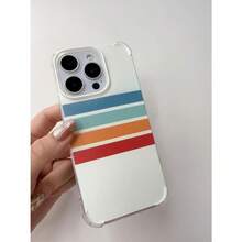 Retro 70s Stripes Case Compatible With IPhone 16 Pro Vintage Aesthetic Color Palette Rainbow Stripes Case For IPhone 16 Pro Cool TPU Bumper Phone Case Cover - Red - View 5