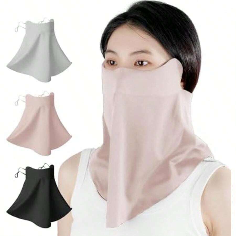 UV Sun Protection Face Mask With Neck Coverage 50+ Face Shield Breathable Design For Summer Outdoor Activities(Pink) - Multicolor - View 1