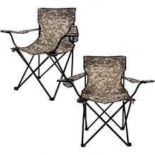 Silla de Camping Plegable, Ligera y Resistente, Con Portavasos, Azul Marino, Pack de  Sillas - CAMUFLAJE GRIS - Ver 12