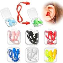 Tapones para Oídos de Silicona para Natación, 8 Pares Tapones para Oídos, Tapón Auditivo con Cable con Caja, para Dormir, Nadar, Viaje, Reducción Del Ruido, Earplugs, Cómodos y Portátiles - Color Múltiple - Ver 1