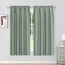 Uptown Faux Silk Light Sage Green Curtains 63 Inch Length 2 Panels Set For Bedroom, Light Filtering Shiny Soft Fabric Rod Pocket Window Drapes For Living Room, 40Wx63L Inches, 2 Panels,Green40inchWx63inchLPackof2 - 綠色40吋寬x63吋長2個裝 - View 1