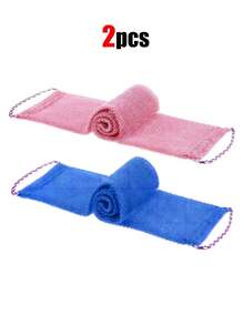 拉绳背部去角质磨砂毛巾，去角质背部清洗淋浴长浴球带丝瓜络布，男女淋浴配件，淋浴时使用的淋浴工具，用于深层清洁男女肌肤的淋浴配件。