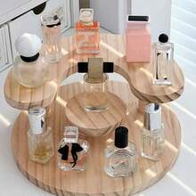 1 pieza Estante de exhibición de 3 niveles de madera para organizador de perfumes, estante de exhibición de perfumes, vitrina de figuras, almacenamiento de muñecas