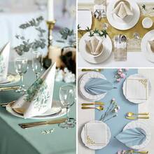 PAW - 50 Pieces Linen-Feel Paper Napkins 16inch X 16inch, Disposable Cloth-Like Napkins With Reverse Gold Lace Design, Dinner Napkins For Party, Wedding, Christmas,DinnerNapkins,ReverseRoyalLaceGold-White - ReverseRoyalLace金色-白色 - 查看 10
