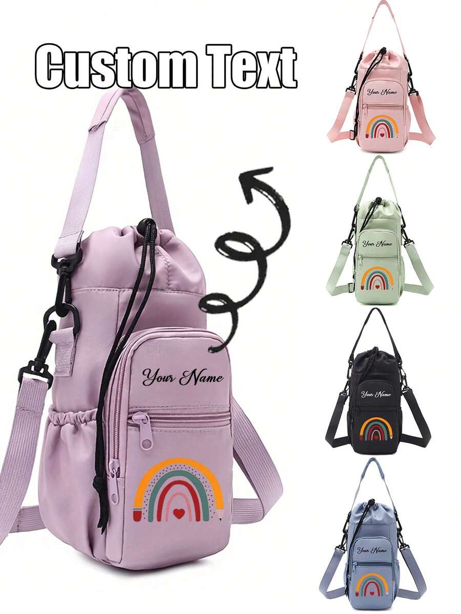 1 PIEZA Bolsa personalizada ajustable para botella de agua con correa para el hombro, funda aislante protectora, portabotellas cruzado, con bolsillo para teléfono, mochila con múltiples agujeros para botellas, portabotellas de bolsillo portátil para exteriores y casual, soporte para teléfono y organizador, ligero para fitness, viajes, senderismo, uso diario - regalo ideal para entusiastas de actividades al aire libre, organizador de viaje compacto, material duradero, perfecto para un estilo de vida activo. - Multicolor - Ver 1