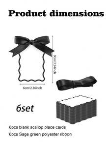 6/24/48 pièces Cartes de nom de table de forme de coquille avec rubans, Cartes de numéro de table de mariage DIY, Décorations de fête de mariage (Noir) - Noir - Voir 7