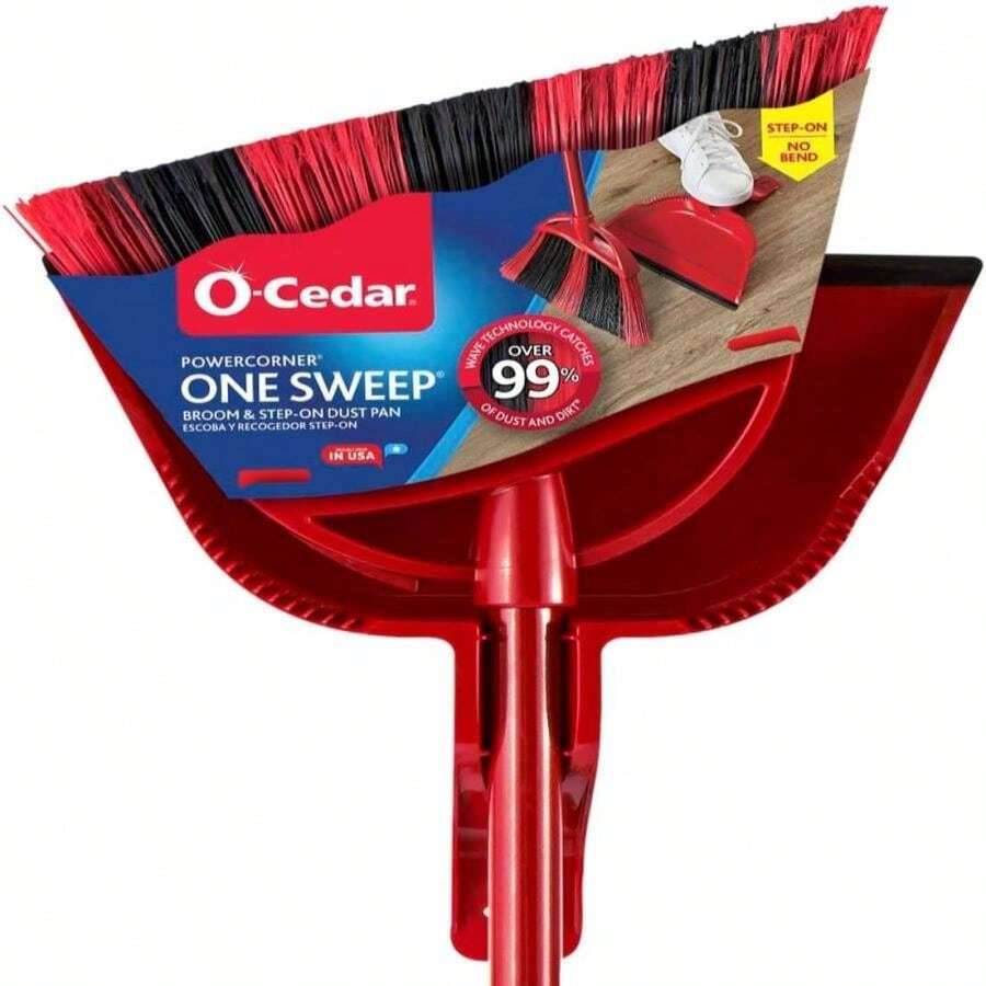 O-Cedar One Sweep Broom With Step-On Dustpan | Remove 99% With One Sweep | Lightweight Quiet Cleaning Tool | Ideal For Pet Owners - ColorA - 查看 1