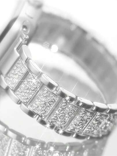 Elegant Rhinestone Metal Band For Apple Watch Series Ultra 3/2/1 SE S11/S10, S9, S8, S7, S6, SE, S5, S4, S3 For Apple Watch Ultra 2 - Fits 38mm 40mm,41mm,42mm,44mm,45mm,46mm,49mm Models - Bling High-End Luxury Diamond Women's Strap In Rose Golden, Silvery, Black - Alloy Material - Sparkling Design