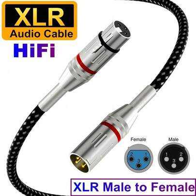 Cannon Cable XLR 线缆麦克风线缆尼龙编织 XLR 公对母重型平衡麦克风线 XLR 线缆适用于前置放大器和扬声器系统