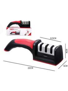 Knife Sharpener Handheld Multi-Function 3 Stages Type Quick Sharpening Tool With Non-Slip Base Kitchen Knives Accessories Gadget, Kitchen Accessories - Black - View 6